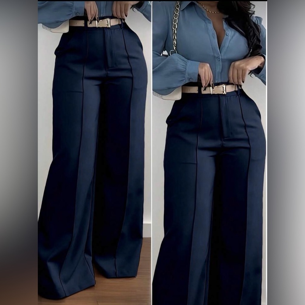 SHEIN Navy Wide-Leg Women's Pants